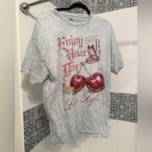 Target Light Gray Tee with Red Cherry Graphic